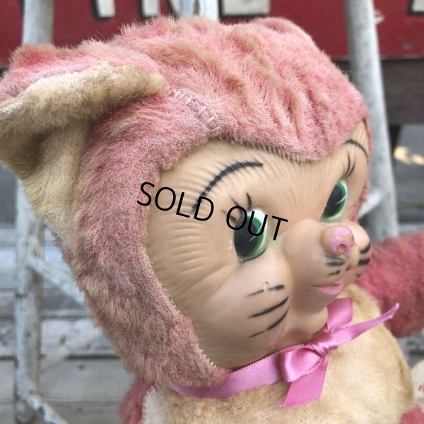 画像9: Vintage Rubber Face Doll Pink Kitty Cat (B393)