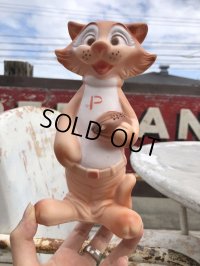 50s Vinatge Tiger Cat Football Mascot Rubber Doll (B427)