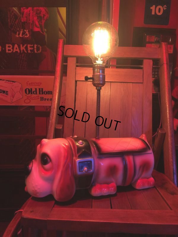画像15: 70s Carnival Prize Vintage Hound Dog Plastic Lamp (B431)