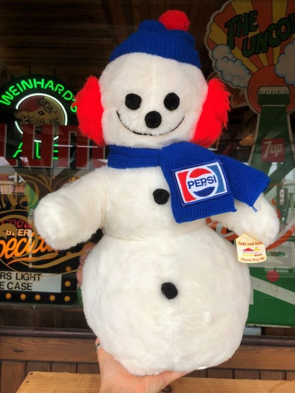 画像1: 70s Vintage Pepsi Christmas Doll Snow Man 52cm (B444)