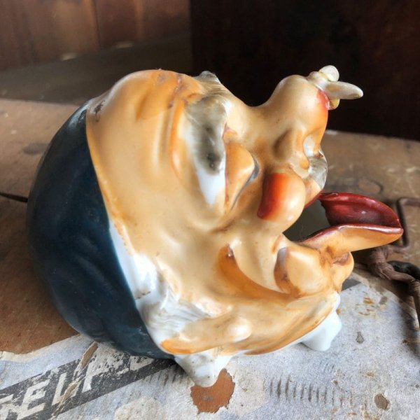 画像6: 50s Japan Hobo Drunk Face Ceramic Ashtray (B457) 