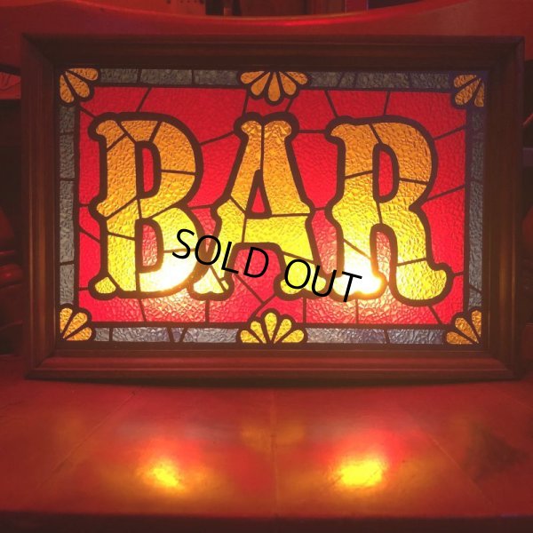 画像9: 70s Vintage Light Up BAR Stain Glass style Sing (B479)