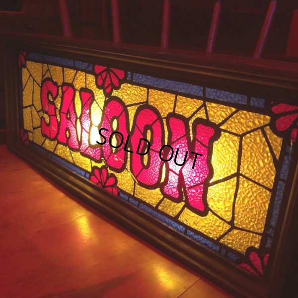 画像13: 70s Vintage Light Up SALOON Stain Glass style Sing (B478)