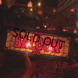 70s Vintage Light Up SALOON Stain Glass style Sing (B478)