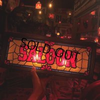 70s Vintage Light Up SALOON Stain Glass style Sing (B478)