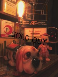 70s Carnival Prize Vintage Hound Dog Plastic Lamp (B498)