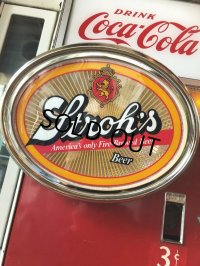 Vintage Stroh's Beer Starburst Illuminated Oval Lighted Bar Sign (B514)