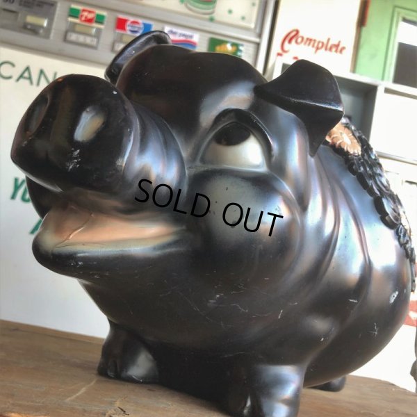 画像9: 70s Vintage Piggy Flowers Coin Bank SUPER BIG SIZE (B515)