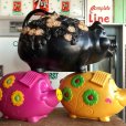 画像14: 70s Vintage Piggy Flowers Coin Bank SUPER BIG SIZE (B515)