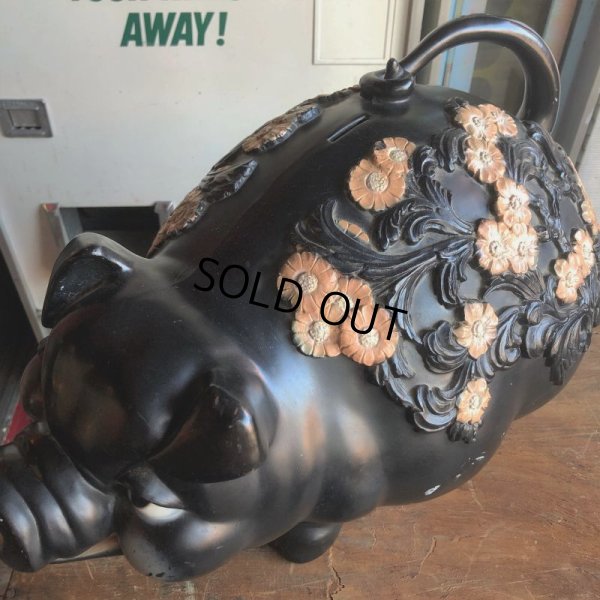 画像7: 70s Vintage Piggy Flowers Coin Bank SUPER BIG SIZE (B515)