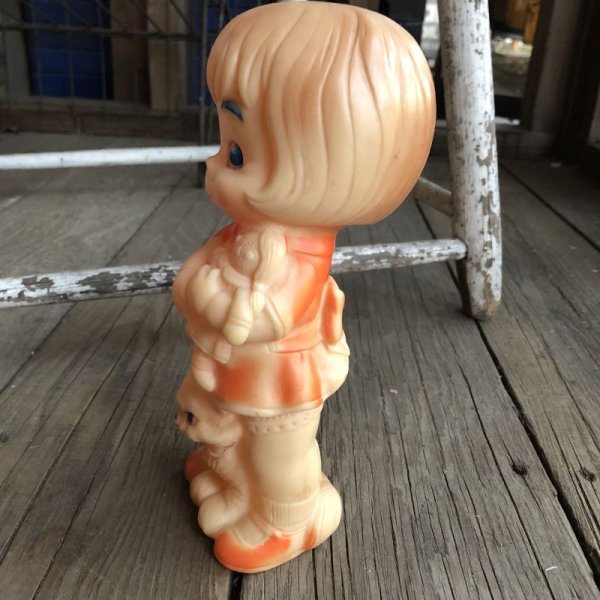 画像2: 60s Vintage Rubber Doll Cute Girl w/cat (B549)