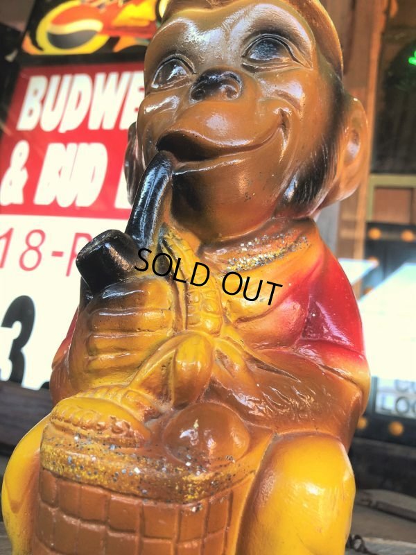 画像9: Vintage Carnival Chalkware Smoking Monkey Holding Bank (B566)