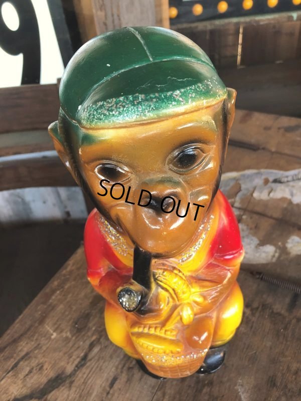 画像7: Vintage Carnival Chalkware Smoking Monkey Holding Bank (B566)