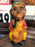 画像1: Vintage Carnival Chalkware Smoking Monkey Holding Bank (B566) (1)