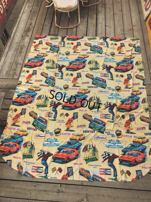 画像2: 70s Vintage SEARS NASCAR Blanket Fabric 268x227cm (B590)