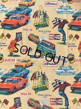 70s Vintage SEARS NASCAR Blanket Fabric 268x227cm (B590)