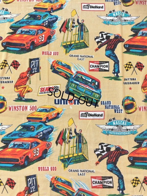 画像1: 70s Vintage SEARS NASCAR Blanket Fabric 268x227cm (B590)