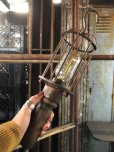 画像4: Vintage Industrial Wood Handle Trouble Hanging Light Lamp (B595)