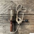 画像10: Vintage Industrial Wood Handle Trouble Hanging Light Lamp (B594)