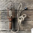画像10: Vintage Industrial Wood Handle Trouble Hanging Light Lamp (B595)