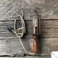 画像11: Vintage Industrial Wood Handle Trouble Hanging Light Lamp (B594)