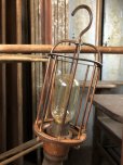 画像9: Vintage Industrial Wood Handle Trouble Hanging Light Lamp (B595)