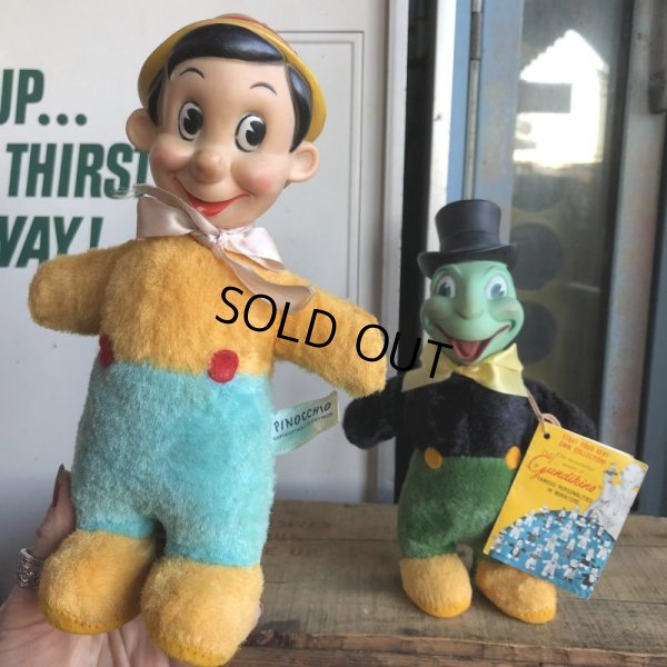 画像1: 50s Vintage GUND Disney Pinocchio & Jiminy Cricket SET (B597)