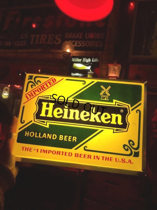 画像1: 70s Vintage Heineken Beer Lighted Sign (B601)