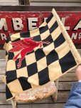 画像7: 50s Vintage Mobil Original Flying Red Hors Speedway Race Checkered Flag (B609)