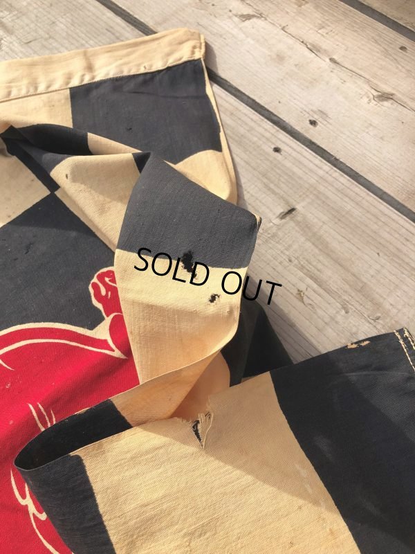 画像17: 50s Vintage Mobil Original Flying Red Hors Speedway Race Checkered Flag (B609)