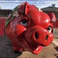 画像5: 70s Vintage Piggy Flowers Coin Bank SUPER BIG SIZE (B613)