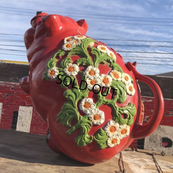 画像8: 70s Vintage Piggy Flowers Coin Bank SUPER BIG SIZE (B613)
