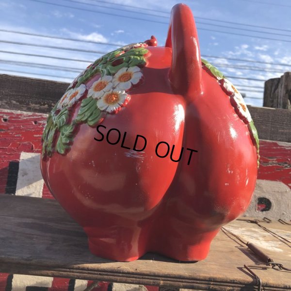 画像14: 70s Vintage Piggy Flowers Coin Bank SUPER BIG SIZE (B613)