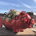 70s Vintage Piggy Flowers Coin Bank SUPER BIG SIZE (B613)