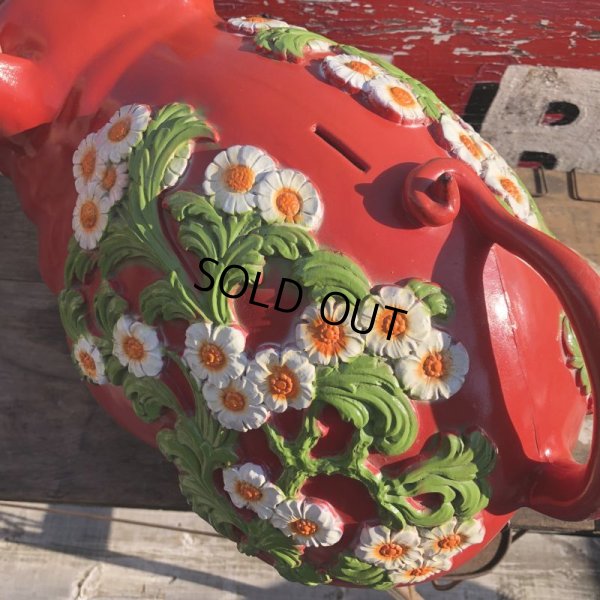 画像11: 70s Vintage Piggy Flowers Coin Bank SUPER BIG SIZE (B613)