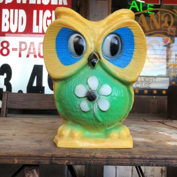 画像1: Vintage Psychedelic Hippie Owl Yellow (B615) 