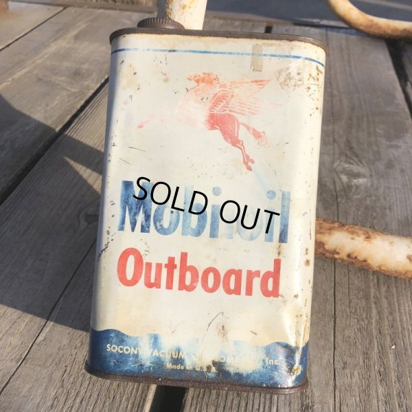 画像1: Vintage Mobiloil Outboard Motor Oil 1 quart Pegasus Can (AL853)