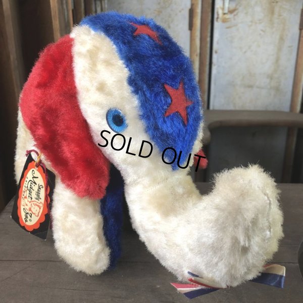 画像1: Vintage Snuggly Midget Zoo Patriotic Stuffed Elephant (B674)