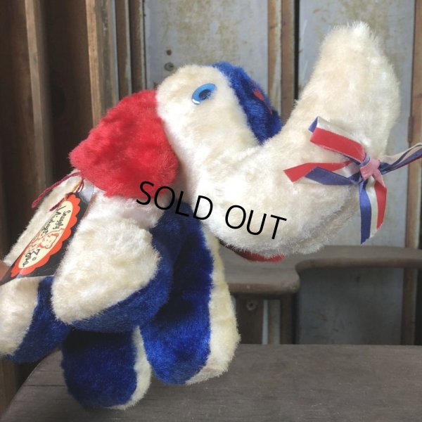 画像2: Vintage Snuggly Midget Zoo Patriotic Stuffed Elephant (B674)