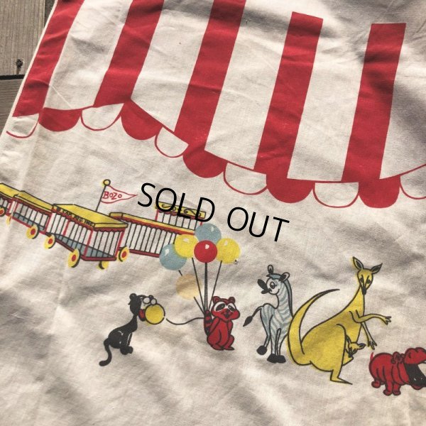 画像4: Vintage Twin Flat Sheet Fabric Bozo the Clown (B684)