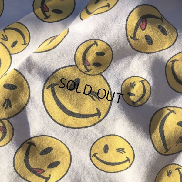 画像3: Vintage Twin Flat Sheet Fabric Happy Face (B678)
