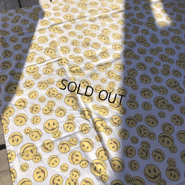 画像5: Vintage Twin Flat Sheet Fabric Happy Face (B678)