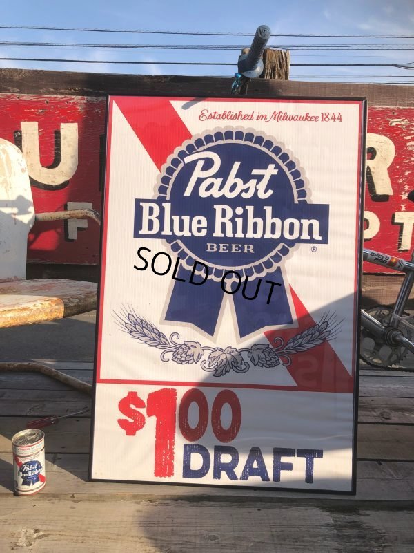 画像1: Vintage Pabst Blue Ribbon Beer Store Display Vinyl Banner Sign (B692)