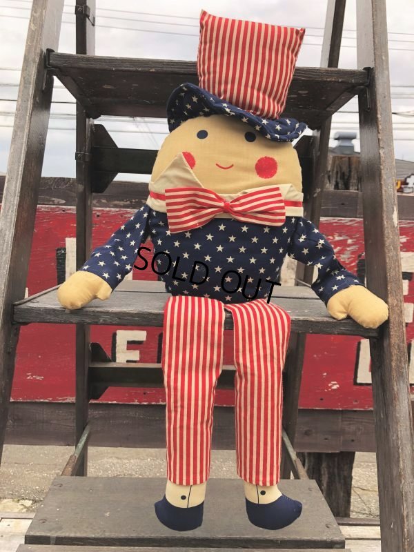 画像2: Vintage Stars and Stripes Uncle Sam 4th of July Humpty Dumpty Pillow Stuffed (B693)
