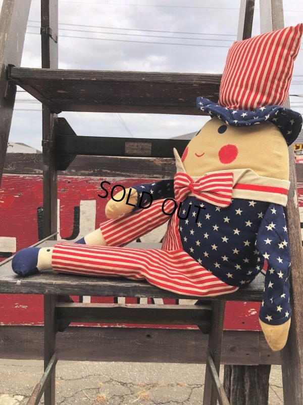 画像1: Vintage Stars and Stripes Uncle Sam 4th of July Humpty Dumpty Pillow Stuffed (B693)