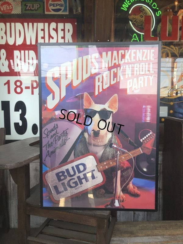 画像8: 80s Vintage Budweiser Advertising Bud Light Spuds MacKenzie Poster Store Sign (B756)