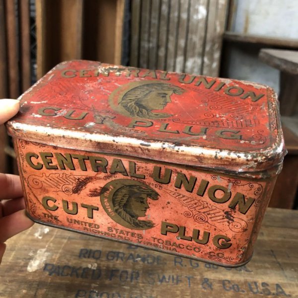 画像1: Vintage Advertising Tin Can CENTRAL UNION Cut Plug (B764)