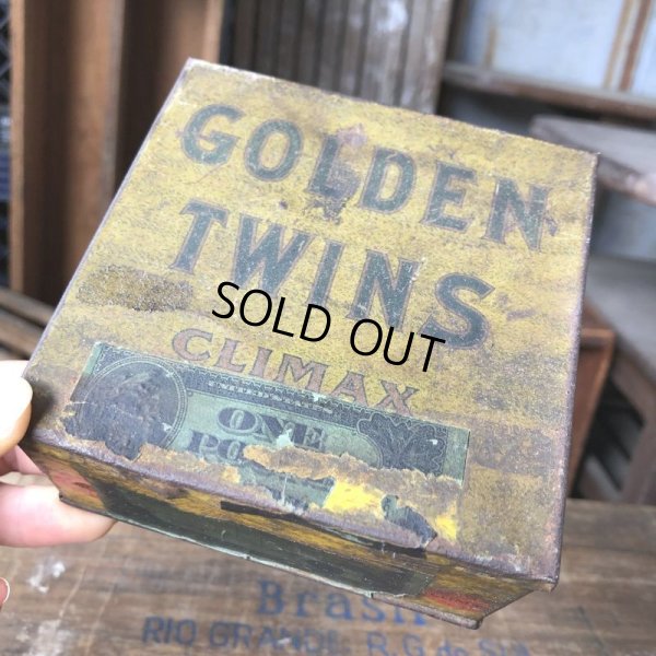 画像1: Vintage Advertising Tin Can GOLDEN TWIN'S Tabacco Cigar (B766)