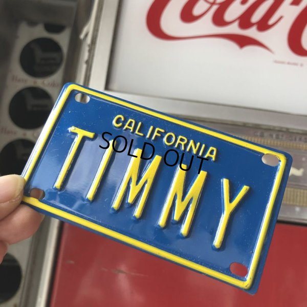 画像1: Vintage California Mini Bike Vanity Metal License Plate / TIMMY (B804) 