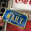 Vintage California Mini Bike Vanity Metal License Plate / MARY (B806) 